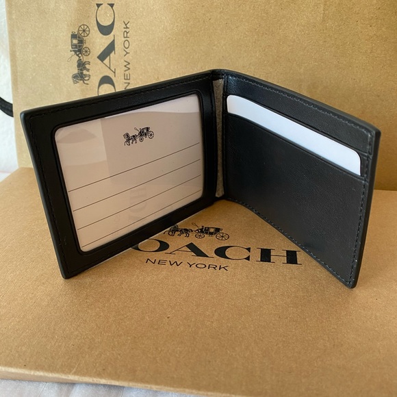 OUTSTOCK💯NEW🆕Coach men ID cards wallet🆕choral/black canvas - Picture 3 of 5